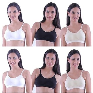 Buy 6 pc multicolor sport bra size (28-40) Hosiery Material Online