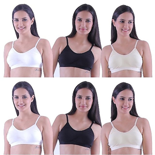 Buy 6 pc multicolor sport bra size (28-40) Hosiery Material Online @ ₹500  from ShopClues