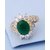 Voylla Embellished Ring With CZ & Green Stone For Women