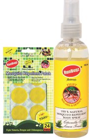Runbugz Mosquito Repellent set of Body Spray 100ml + 24 Yellow Patch