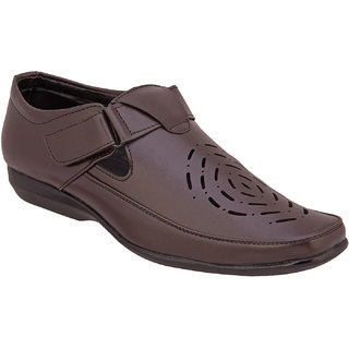 Namah Men'S Brown Leather Slip Ons Formal Shoes