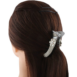 Anuradha Art Silver Colour Fancy Designer Hair Accessories Anuradha Art Silver Colour Fancy Designer Hair Accessories Banana Clip Pin For Women