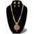 JewelMaze Gold Plated Brown Austrian Stone And Pearl Necklace Set-AAA1928