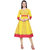 Mytri Women Yellow  Printed Cambric 3/4th Sleeves  Anarkali Kurta