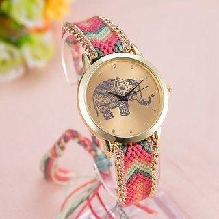 Round Dial Multi Fabric Analog Watch For Women