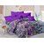 Welhouse Cotton Floral Purple Double Bedsheet with 2 Contrast Pillow Covers(CLD-004)