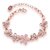Om Jewells Pink Flowers Link Chain Adjustable Size Bracelet decorated with Crystals BR1000009