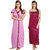 Be You Fashion Women Satin Purple-Magenta Plain 2 piece Nighty Set