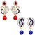 Om Jewells Peacock Inspired Two Dangle and Drop Earrings Combo of Blue and Red Crystals CO1000046