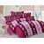 Welhouse Cotton Floral Pink Double Bedsheet with 2 Contrast Pillow Covers(CLD-017)