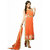 Simplistic Georgette Orange Designer Straight Suit