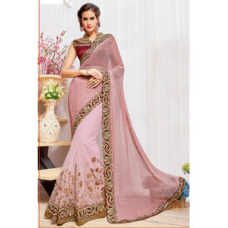 Buy Surbhi Fashion Women s Pink and Net Caord and Zari Embroidery