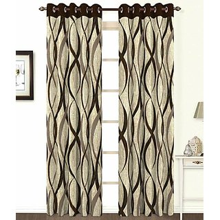 ILiv Brown Jute Curtain ( Set Of 2 ) - 9Ft