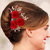 JewelMaze Red Austrian Stone Floral Design Gold Plated Hair Brooch-FAJ0014