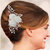 JewelMaze White Floral Design Pearl Austrian Stone Rose Gold Plated Hair Brooch -FAJ0015