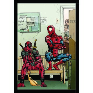 Spider Man Poster With Black Frame Sixe 8.5" X 11"