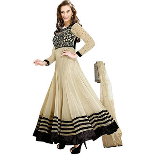 Buy RockChin Fashions Cream Designer Embroidered Pure Georgette
