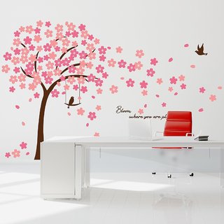 Decor Villa Wall Sticker (bloom tree,Surface Covering Area 125 x 70 Inch)