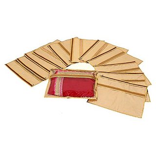 Kuber Industries trade; Single Packing Designer Saree Cover Set of 12 Pcs Jute Design