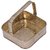 Handicraft Swastik Embossed Square Brass Shiny Single Handle Pooja Basket By Bharat Haat BH05559