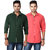 Suspense Men's Solid Casual Green, Red Shirt (Pack of 2)
