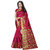 Satyam Weaves Red Polycotton Plain Saree With Blouse