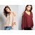 Combo Of 2 Pink And Burgundy Cold Shoulder Top