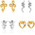Mahi Gold  Rhodium Plated Combo Of Four Small Stud Earrings With Crystals For Women CO1104626M