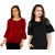 Aashish Garments - Combo of 2 Tops (Red Bell Sleeves + Black Net Sleeves Top)