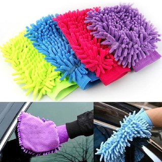 Microfiber Hand Gloves Duster for Home Office Kitchen Vehicle/Car Two Wheeler Cleaning-Pack of 4