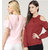 Westrobe Women Baby Pink Plain and Maroon Crepe Cold Shoulder Top Combo