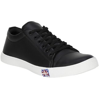 Black Synthetic Leather Casual Shoes 