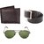 iLiv Green Aviator sunglass Black wallet and black Belt combo