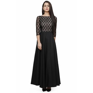 Buy Royal Designer Women Black Solid Maxi Dress Online @ ₹1639 from ...
