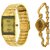 Hwt rectangle mens and bangle womens watches combo pack of 2pcs