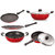 Nirlon Non-Stick Aluminium Cookware Set, 6-Pieces, Red & Black