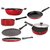 Nirlon Nonstick Cookware Set 27.5cm, 28.5cm, 2ltr, 1.5Ltr, 1.8Ltr, 20cm ,6-Pieces,Black and Red
