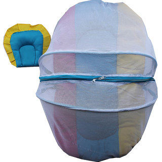 Baby Bed Tent With Mosquito Net And Pillow - Base Pink