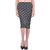 Rigo Black Polka Dot Print Charcoal Grey Pencil Skirt For Women