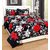 Luxmi Super soft Many flowers Double Bed sheets with 2 pillow covers - Red Black