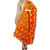 Weavers Villa Punjabi Hand Embroidery Phulkari Faux Chiffon Orange Dupatta, Stoles