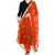 Weavers Villa Punjabi Hand Embroidery Phulkari Buty Work Faux Chiffon Orange Dupatta, Stoles