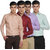 VAN GALIS FASHION WEAR Multicoloured FULL SLEEVES COTTON SHIRT FOR MENS - PACK OF 4