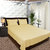 Just Linen 210 TC 100% Cotton Sateen Self Striped, Gold Color, King Size Flat Bedsheet with Pillow Covers