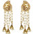 JewelMaze White Pearl Gold Plated Drop Roll Chain Earrings-AAA1988