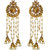 JewelMaze White Pearl Gold Plated Austrian Stone Roll Chain Earrings-AAA1990