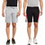 HAIG-DOT Men's Light Grey and Black Cotton Shorts Combo (Pack of 2)