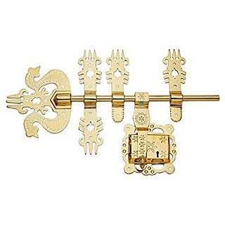 Buy Smart Shophar Brass Manichitratal Door Lock Aldrop 16 Inches Rod Gold Polish Trishul Kerala Door Fitting Manichitrathazhu Lock With Door Accessories Online 11223 From Shopclues