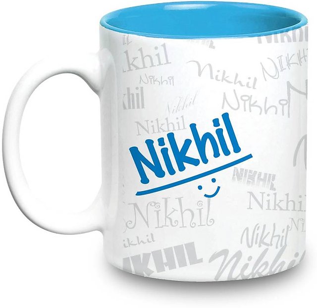 Buy Nikhil Name Gift Ceramic Inside Blue Mug Gifts For Birthday Online 329 From Shopclues