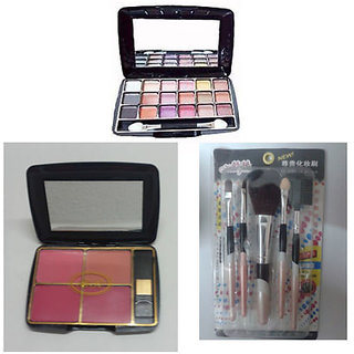 Set Of Eye Shadow 18 In 1 + 5 Pcs Make Up Brush Set + BR BLUSHER KIT = 4 In 1